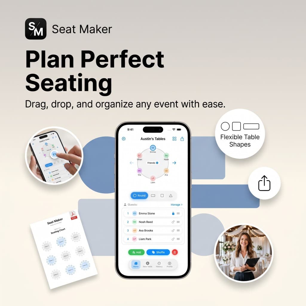 Seat Maker drag and drop seating chart on iPhone