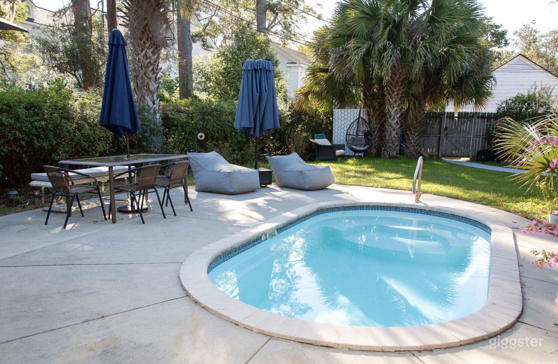 Savannah Midcentury retro home, cocktail pool backyard oasis
