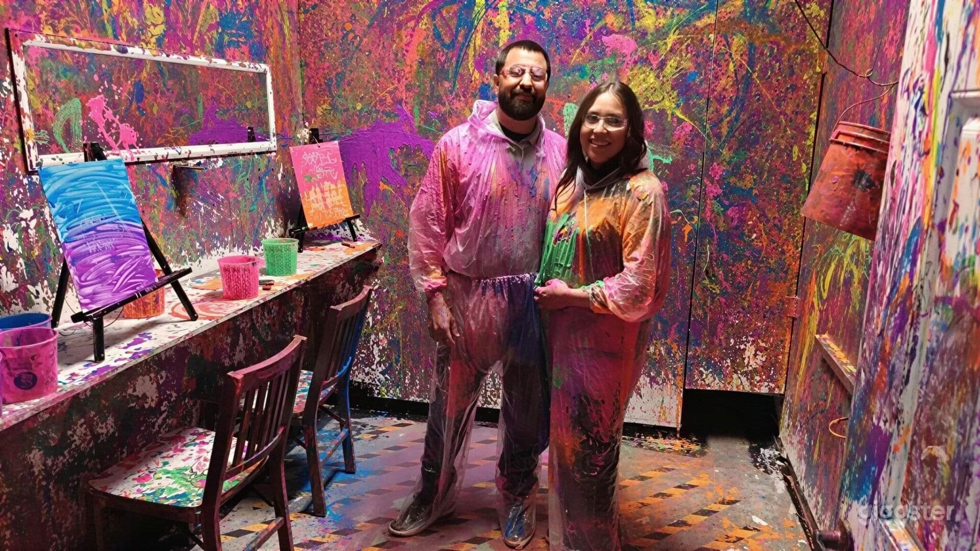 Vibrant Neon Blacklight Paint Splatter Room