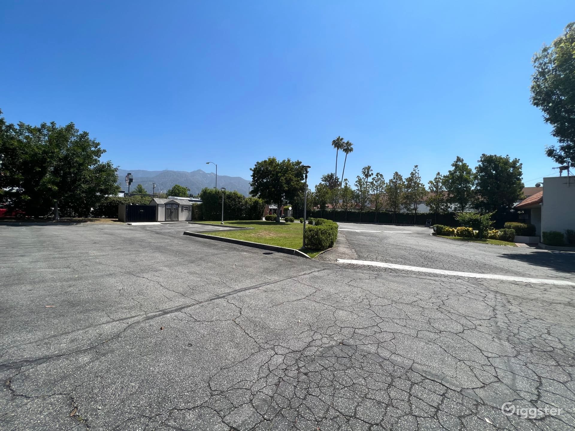 Cafeteria, parking, basketball court