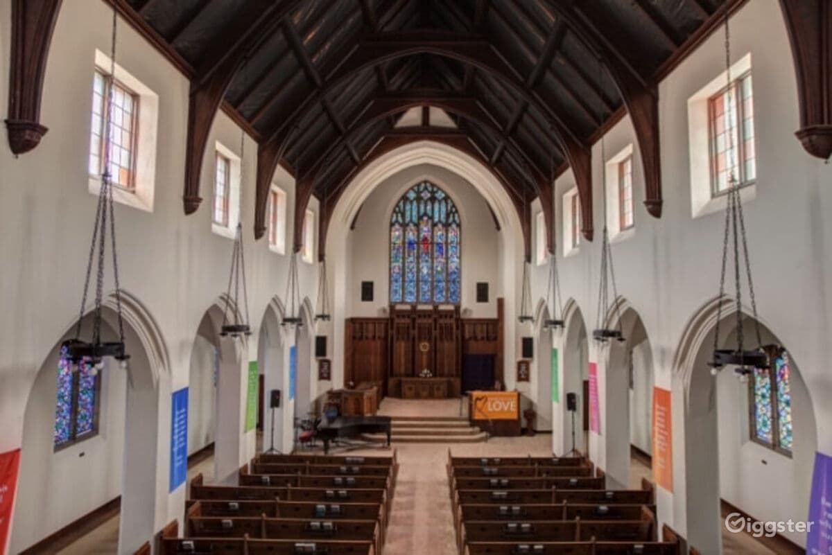 Classic Church with Stained Glass Windows