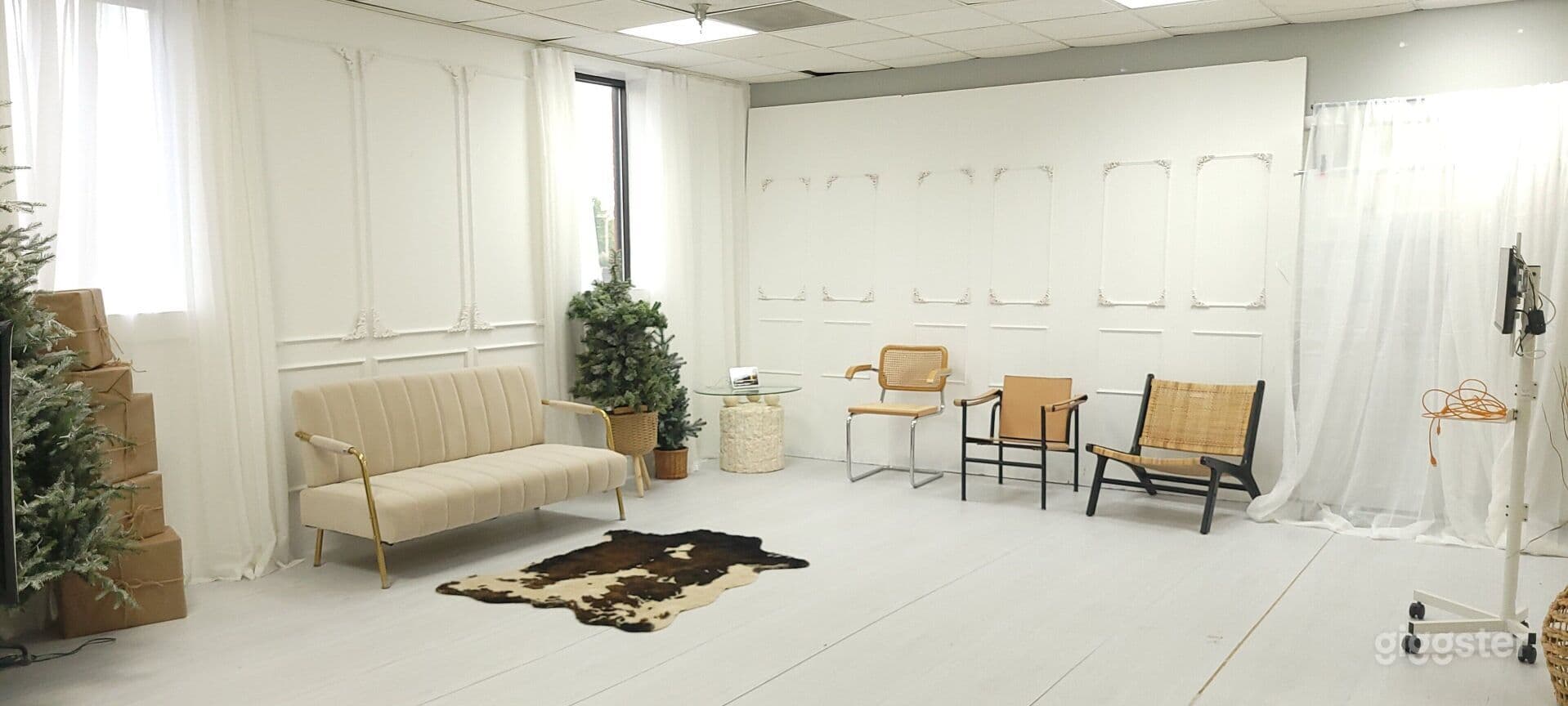 Bright modern space with props