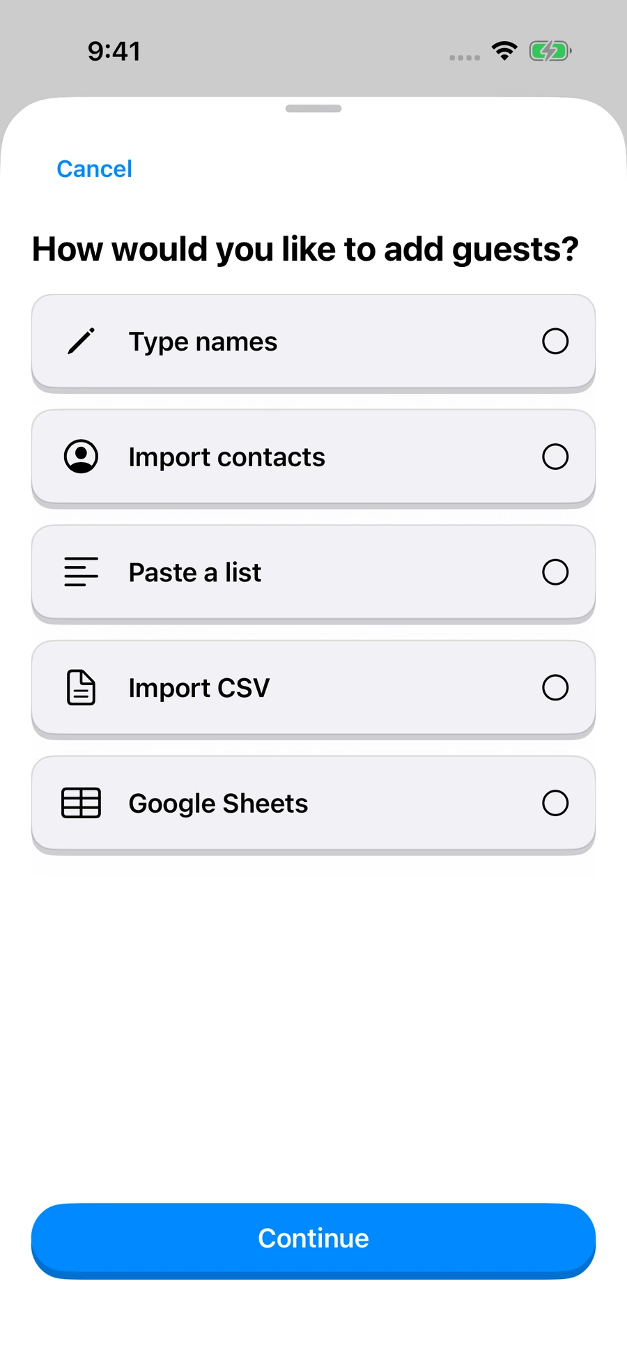 Seat Maker: start with your guest names
