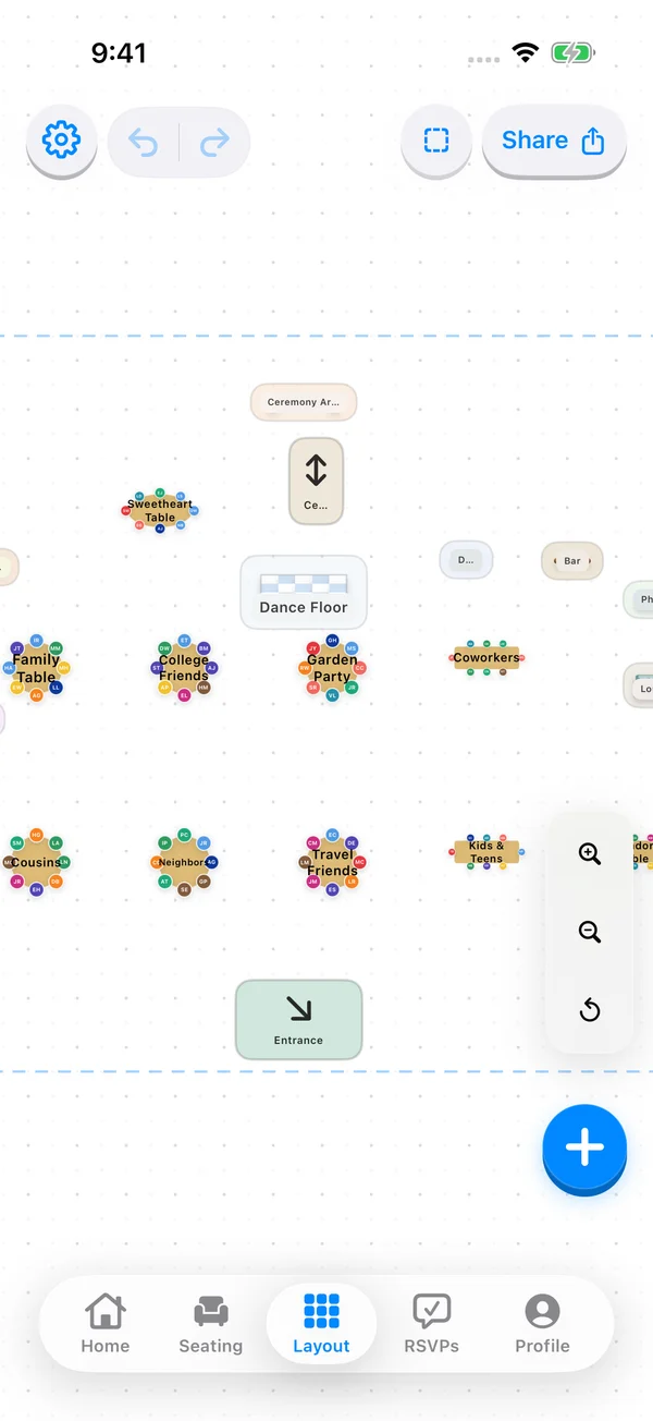 Seat Maker seating chart app screenshot: Room floor plans