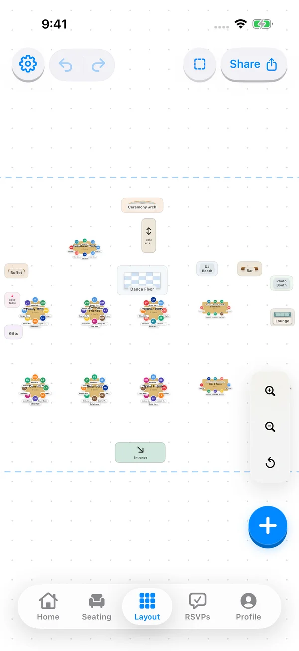 Seat Maker seating chart app screenshot: Room floor plans