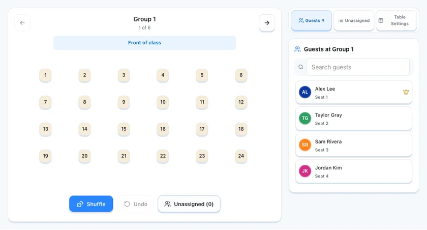 Seat Maker: see every student’s place