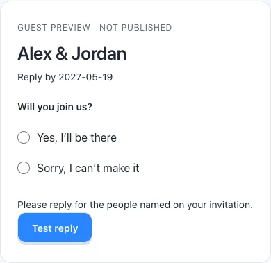 Online RSVP form builder editor preview